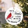 Mommy Memorial Christmas Porcelain Ornament, I Have an Angel in Heaven, Red Bird, Buffalo Plaid, 8.1 cm, Two-Sided Printed view 4