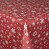 Washable Oilcloth Christmas Tablecloth, Red Snowflakes, Rectangular, 90 x 450 cm view 1
