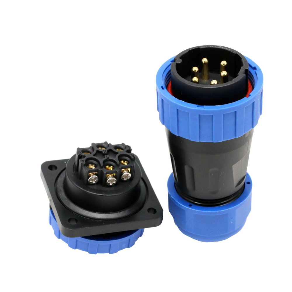 ZBLZGP TY28 Solderless IP68 Waterproof Cable Connector, 6-Pin 25A, Square
