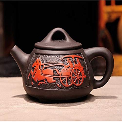 BEZAX 330 ml Purple Clay Teapot, Chinese Porcelain Kung Fu Tea Set, Handmade Dragon, Color 01