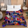 Odot Quilted Bedspread for Double Beds, 3D Graffiti, All-Season, 230 x 280 cm, Psychedelic Grid view 3