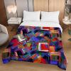 Odot Quilted Bedspread for Double Beds, 3D Graffiti, All-Season, 230 x 280 cm, Psychedelic Grid view 4