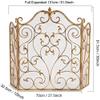 FLBT 3-Panel Freestanding Fireplace Screen, 36 in. High, Foldable Baby-Safety Fence, Wrought-Iron Frame with Roll-Grille Spark Guard, Gold view 2