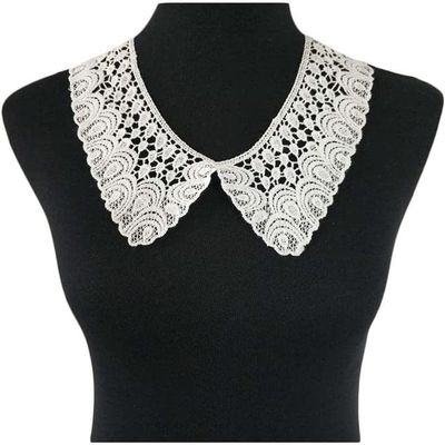 Aeromdale White Embroidered Lace Applique, Floral Detachable Collar for Fabric, Dresses, DIY and Costumes #D