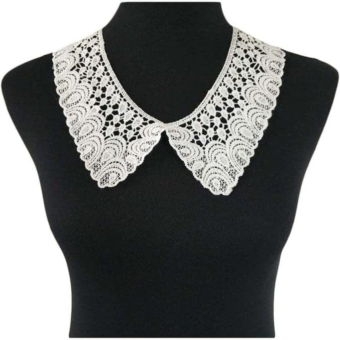 Aeromdale White Embroidered Lace Applique, Floral Detachable Collar for Fabric, Dresses, DIY and Costumes #D