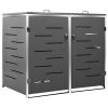 RONGQI Stainless Steel Trash Bin Enclosure for 2 Bins, Bike Shelter, 138 × 77.5 × 115.5 cm view 2