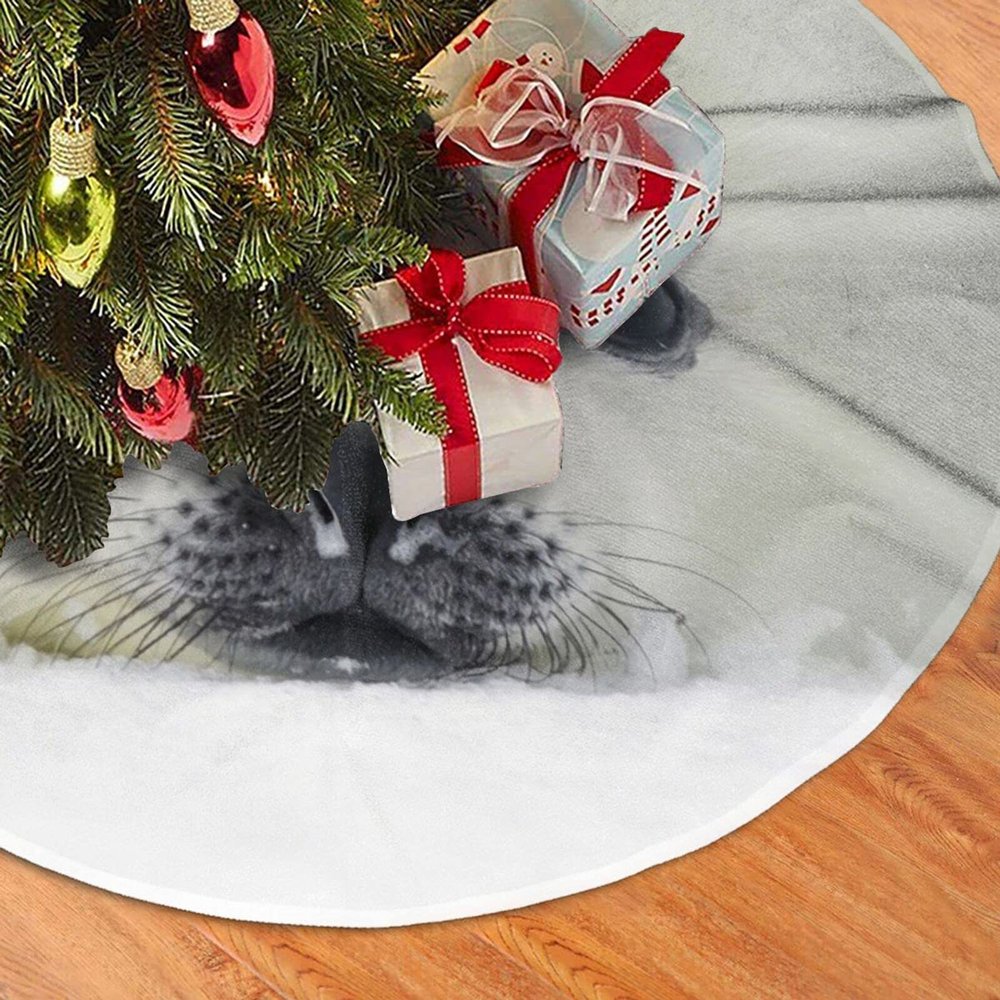 Harp Seal Pups Plush Christmas Tree Skirt, 48 in