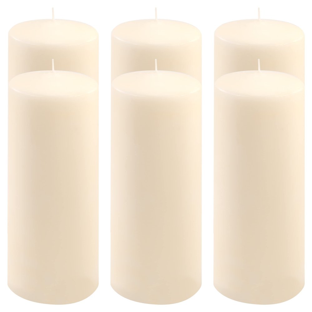 Cream Pillar Candle, 25 cm Tall, 10 cm Diameter, 180-Hour Burn Time, Round Column Candle for Table and Holiday Decor (6)