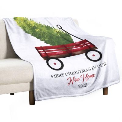 First Christmas in Our New Home Personalized Blanket for Adults, Christmas or Birthday Gift, 2022 New Home Gift, Plush Double-Sided Blanket for Bed or Couch, 130 x 150 cm