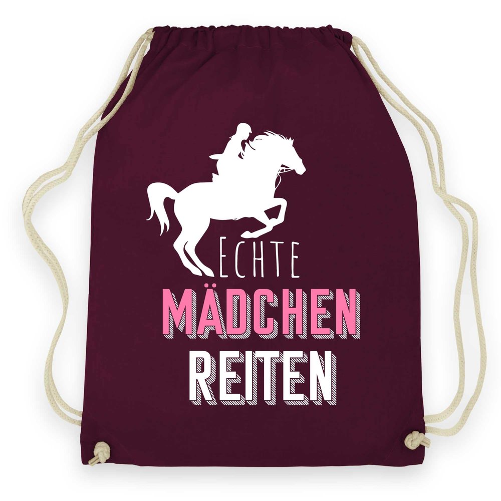 wowshirt Drawstring Gym Bag “Real Girls Ride” Equestrian Athlete, Burgundy