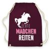 wowshirt Drawstring Gym Bag “Real Girls Ride” Equestrian Athlete, Burgundy view 1