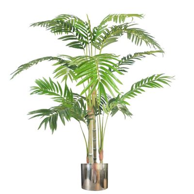 Leaf Tropical Artificial Plants with Planter, Green and Silver, 120 cm