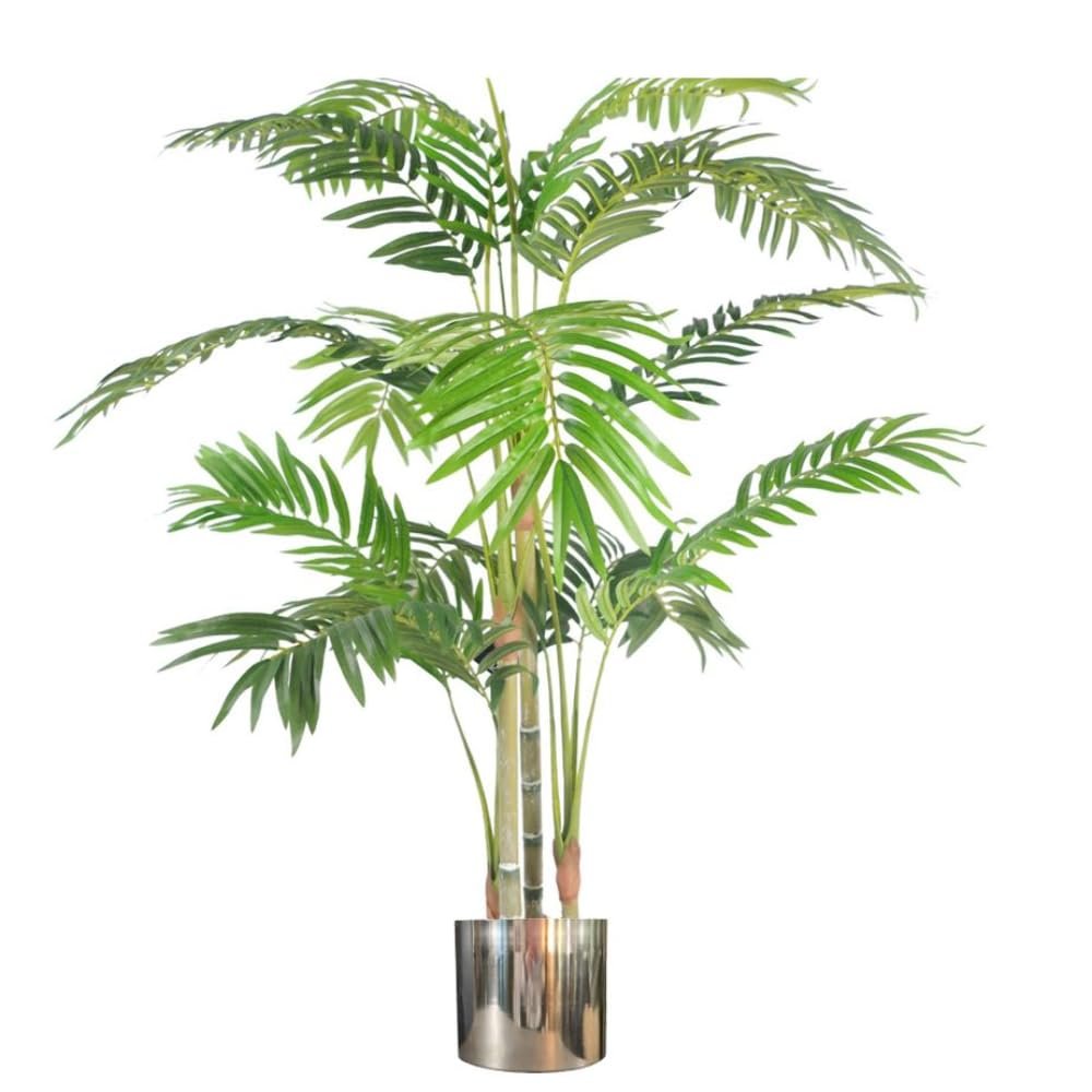 Leaf Tropical Artificial Plants with Planter, Green and Silver, 120 cm