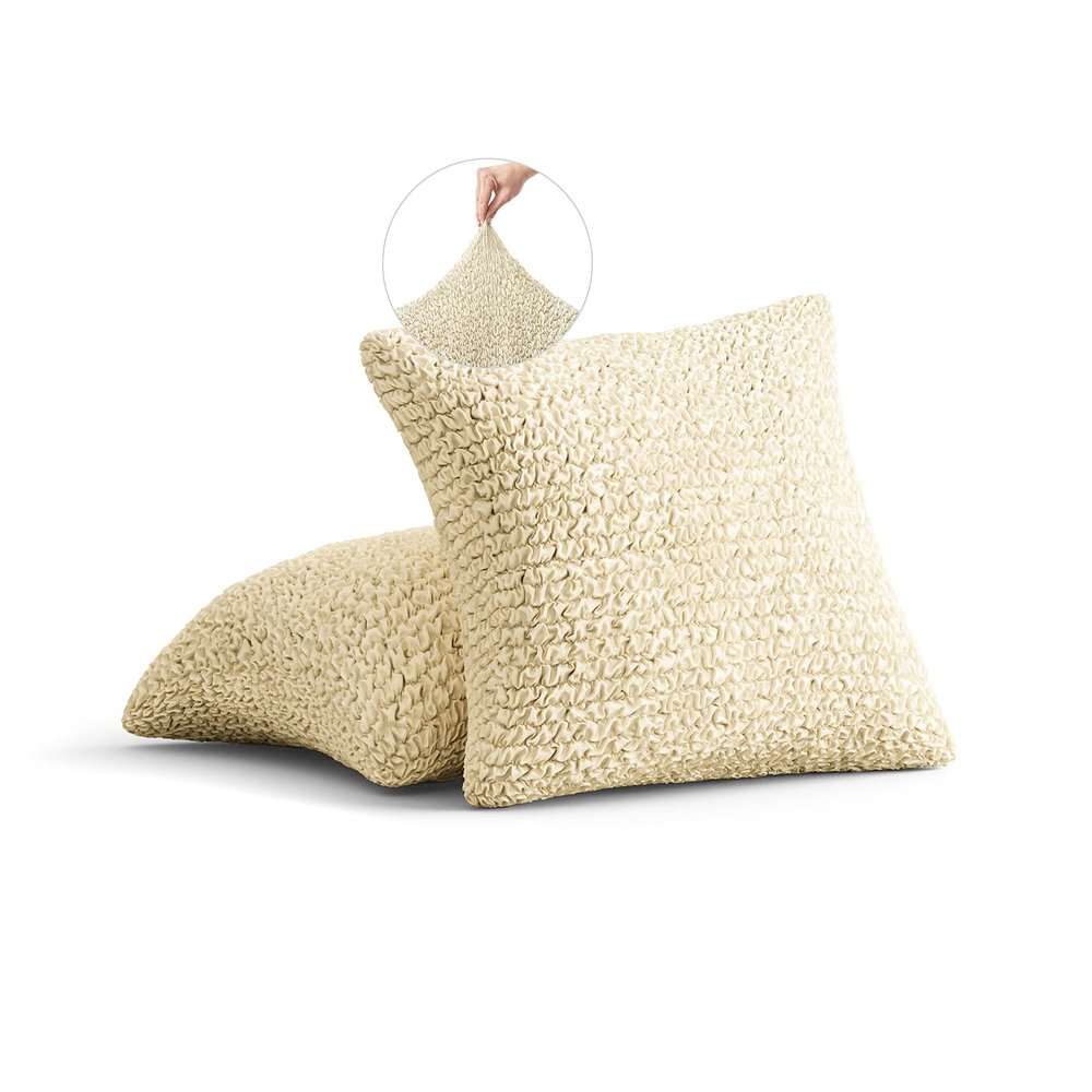 PAULATO Solid Microfiber Cushion Cover, Two-Way Stretch, Scratch-Resistant, Machine-Washable, WavyTech Technology, Made in Italy - Vanilla
