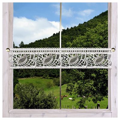 Rajana Mini Lace Panel Curtain, White-Taupe, 15 cm High