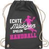 Drawstring Gym Backpack – “Real Girls Play Handball” – White/Fuchsia, Dark Gray, One Size view 1