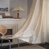 iyoimono Boho Beige Crochet Curtains with Tassels, 2 Panels, W150 x H300 cm view 3