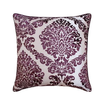 The HomeCentric Wine Damask Velvet Pillow Cover, Purple, 65 x 65 cm