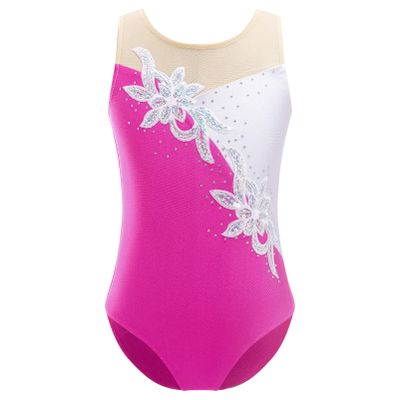 Alvivi Girls' Ballet Leotard Glitter Gymnastics Leotard Sleeveless Rose Red 158-164