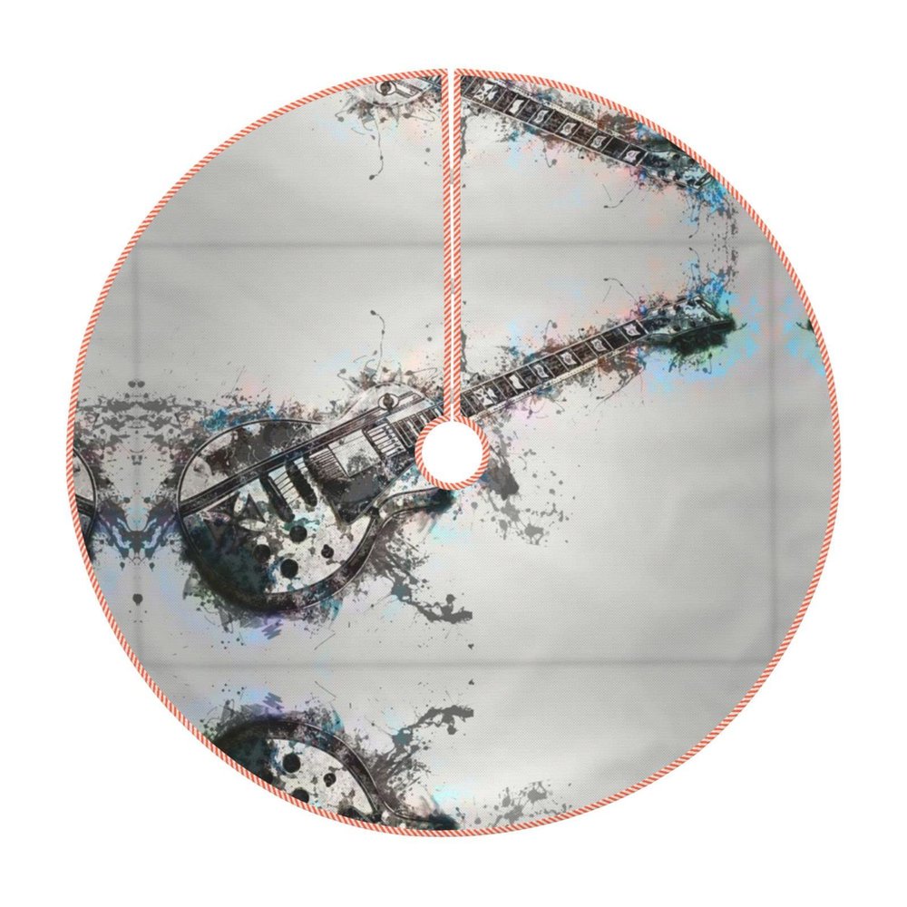 Guitar Music Print Christmas Tree Skirt