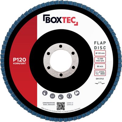 BOXTEC Professional Blue Flap Discs, 125 mm, INOX