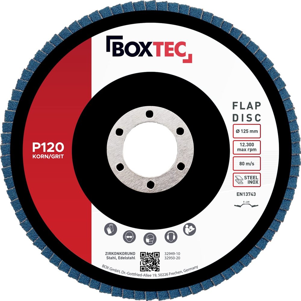 BOXTEC Professional Blue Flap Discs, 125 mm, INOX