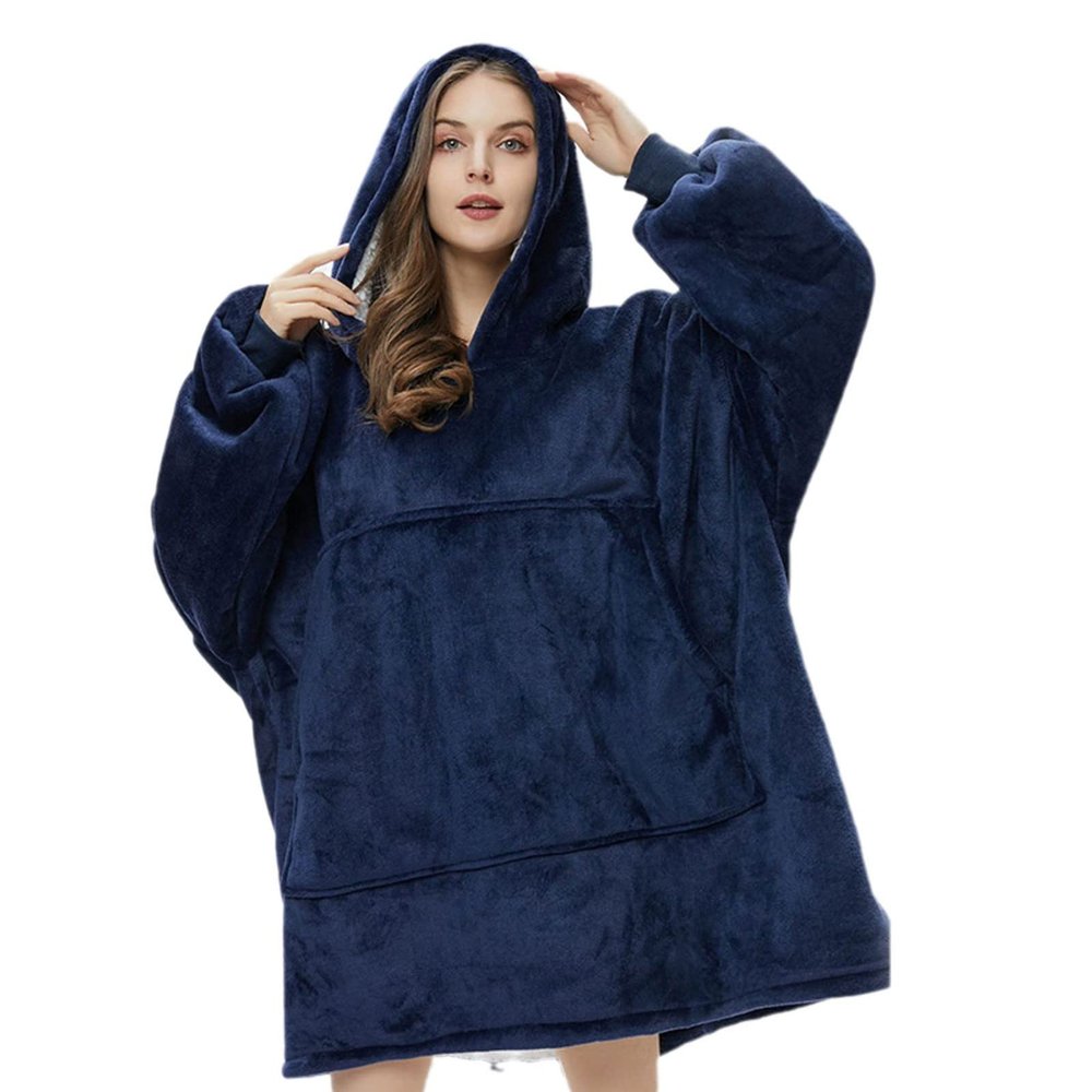 SPXMQSS Wearable Blanket Hoodie with Sleeves, Navy