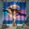 BUMIYA Moon and Colorful Wolves Blackout Curtains, 2 Panels, 200 x 200 cm view 1