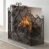 FLBT Freestanding 3-Panel Fireplace Spark Guard, Vintage Iron Scroll Design, 50 x 35 in view 1