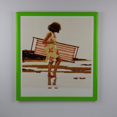 Orello Deluxe Solid Wood Picture/Poster Frame 33 x 95 cm, Green/Light Green, High-Gloss, White Background, Clear Acrylic Glass