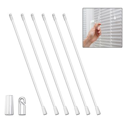 Sicheii 43.2 cm Vertical Blind Tilt Wands, Replacement Rods with Hooks and Handles, Clear, 6-Pack