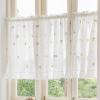 Cotton Short Cafe Curtain, Embroidered Floral Bistro Curtain, Yellow view 1