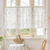 Cotton Short Cafe Curtain, Embroidered Floral Bistro Curtain, Yellow view 2