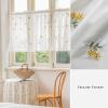 Cotton Short Cafe Curtain, Embroidered Floral Bistro Curtain, Yellow view 3