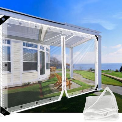 SDLLG Transparent PVC Tarp 0.35 mm Waterproof with Zipper & Eyelets