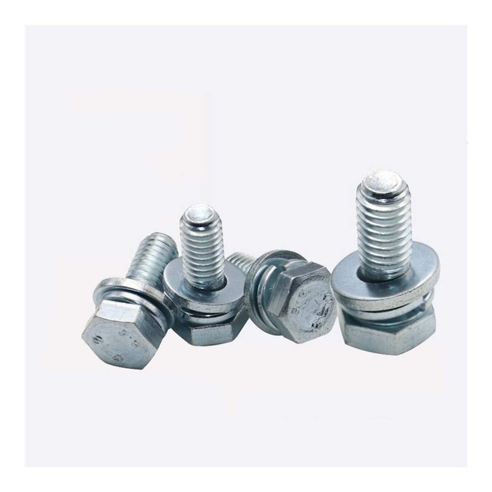 M5 M6 Galvanized External Hex Screws with Spring Washers, Flat Washers and Nuts, GB9074.17 YIJIAN (Color: 30 mm, Size: M5, 5 pcs)