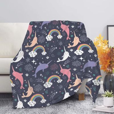 HUGS IDEA Cartoon Galaxy Harwhale Fleece Throw Blanket for Kids