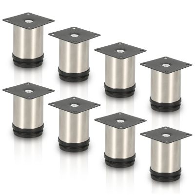 Randaco 8-Pack Stainless Steel Furniture Legs, 80 mm, Adjustable by 15 mm