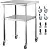 VEVOR Commercial Stainless Steel Table, 24 x 24 x 36 in, Rolling Two-Tier Prep Table, 400 lb + 200 lb Capacity view 1