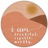 Udinaz I Am Beautiful Capable Worthy Boho Peach Mountain Sunset Round Non-Slip Rubber Mouse Pad, 20 x 20 cm view 1