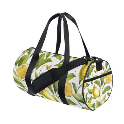 Citrus Fruits Lemon Floral Sports Gym Duffel Bag, Multicolor, L