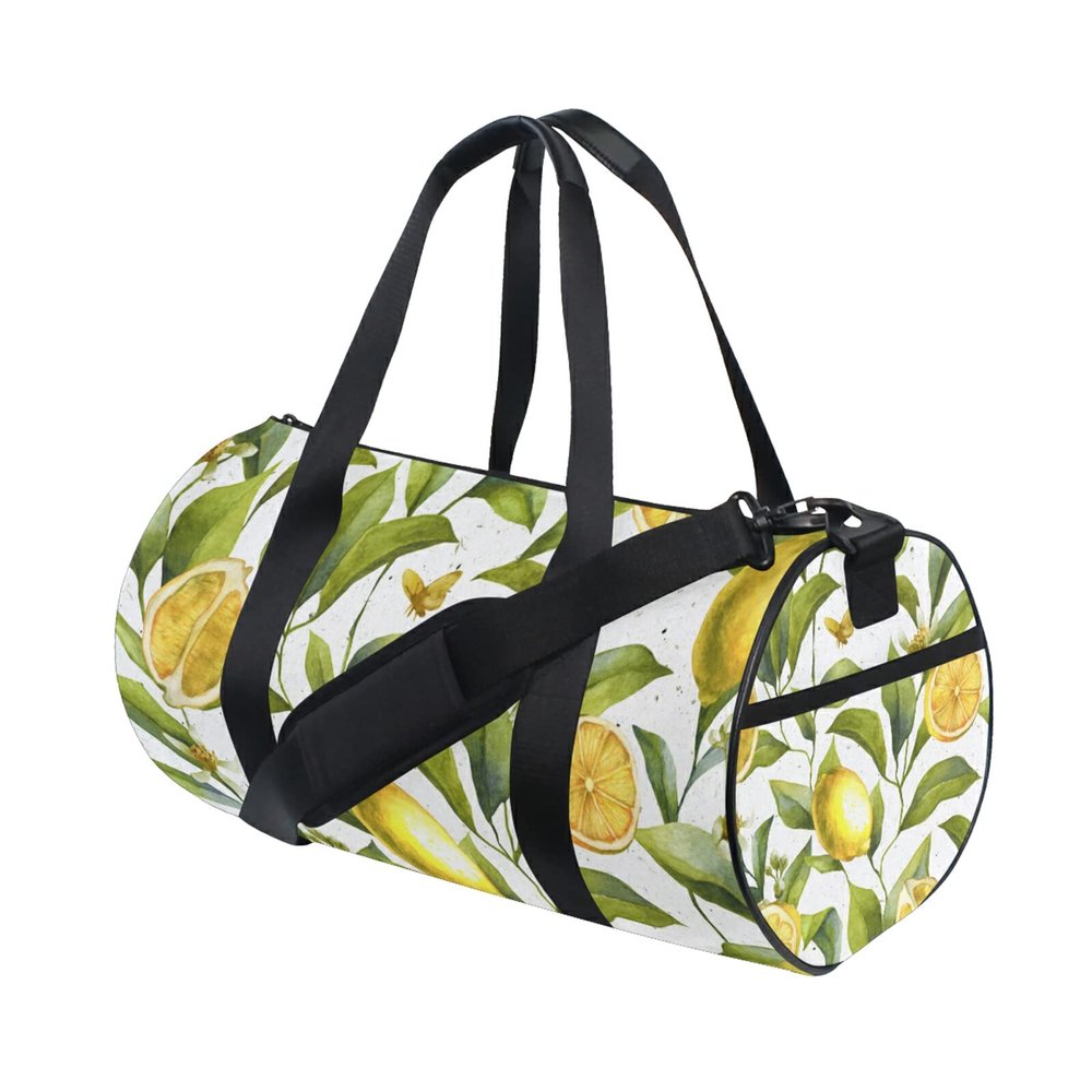 Citrus Fruits Lemon Floral Sports Gym Duffel Bag, Multicolor, L