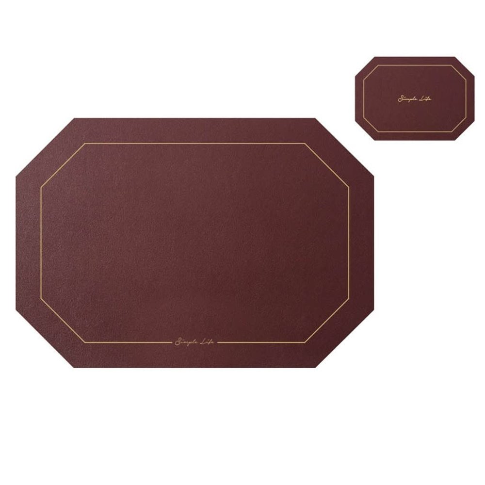 4-Piece Octagonal Leather Placemats with Coaster, 43 × 30 cm