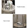 Rustic 2-Tier Round Side Table with Open Storage, Wood Legs and Tempered Glass, Silver view 3
