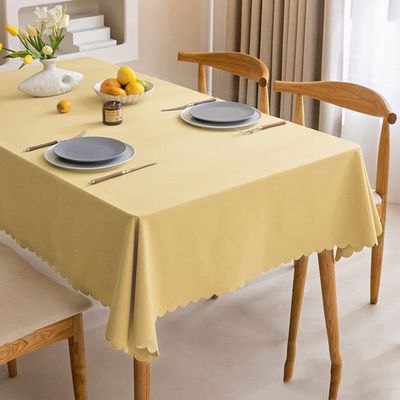 HGJH Outdoor Tablecloth, Rectangular, Yellow, Ruffled, Waterproof