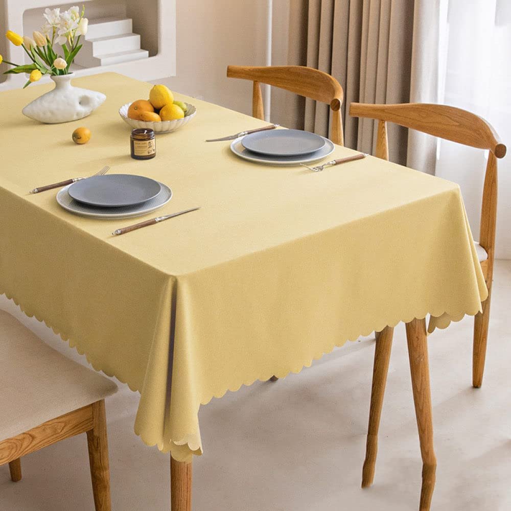 HGJH Outdoor Tablecloth, Rectangular, Yellow, Ruffled, Waterproof