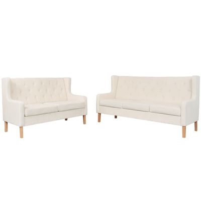 Makastle 2-Piece Sofa Set, 2-Seater and 3-Seater, Cream White