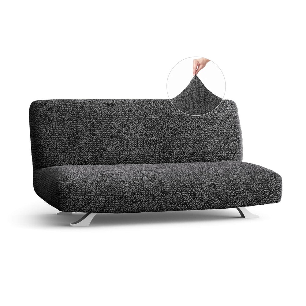 PAULATO 3-Seater Armless Sofa Cover, Solid Microfiber, Scratch-Resistant, Machine Washable, WavyTech, Made in Italy – Anthracite