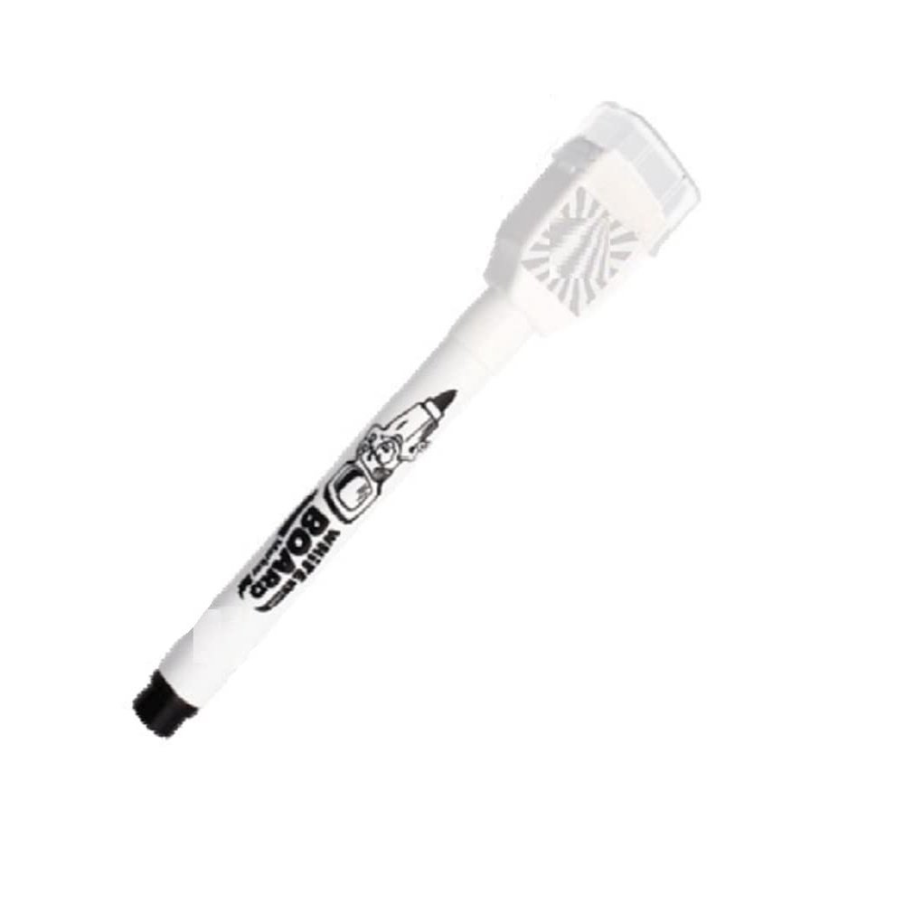 Black Whiteboard Markers with Integrated Erasers, 12-Pack