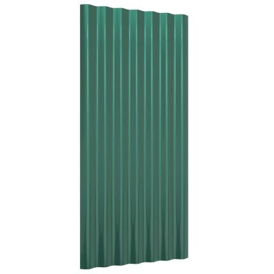 Tidyard 12 Green Powder-Coated Steel Roof Panels, 80 x 36 cm